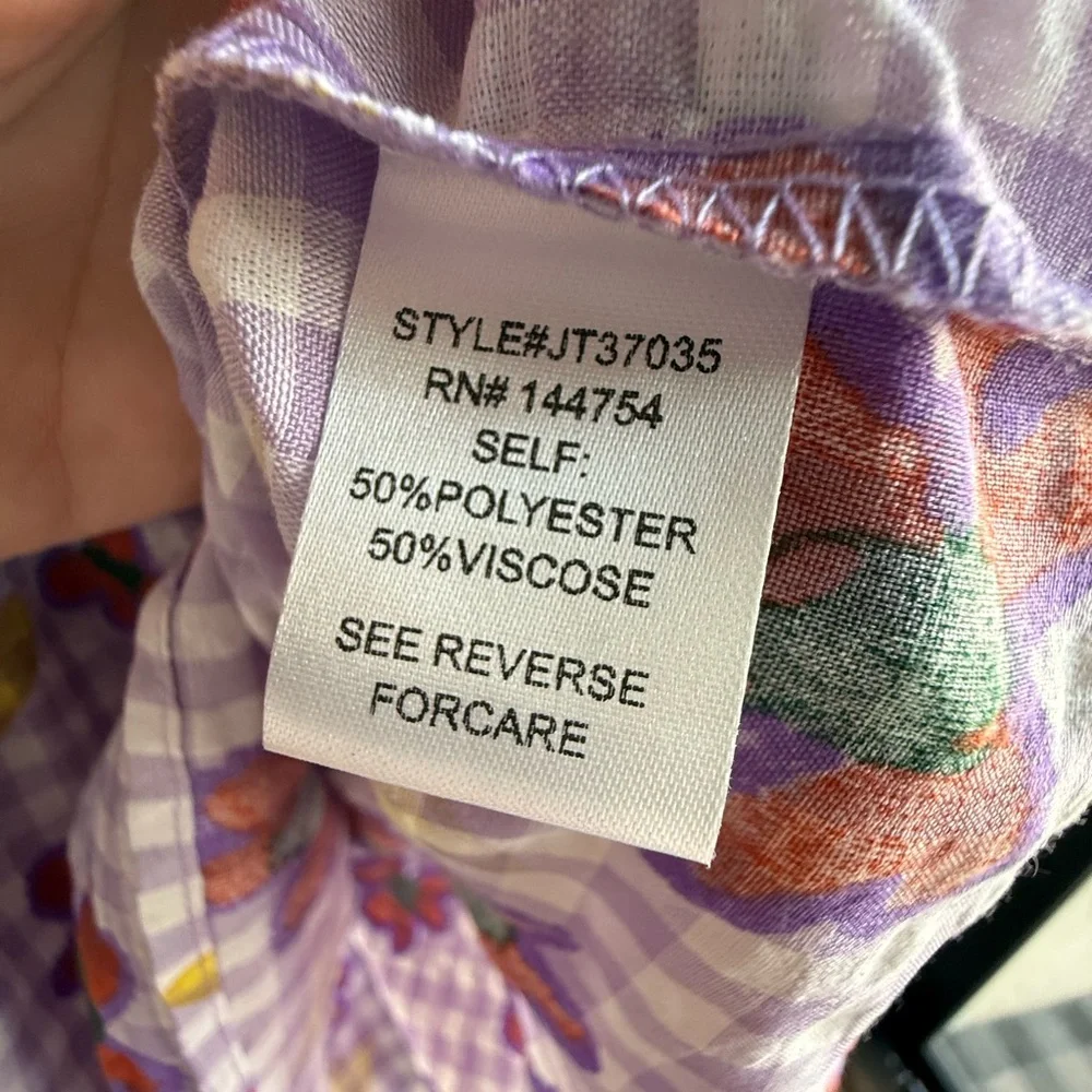 NWT Floral Heart Print Short Sleeve Puff Ruffle Top Size Medium - Picture 10 of 11